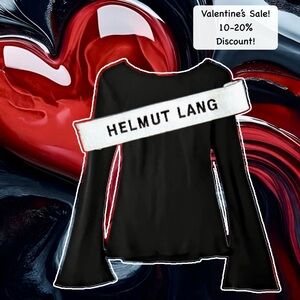 ♥️ Sale! HELMUT LANG Black Flared Long Sleeve Modal Jersey Top size Large